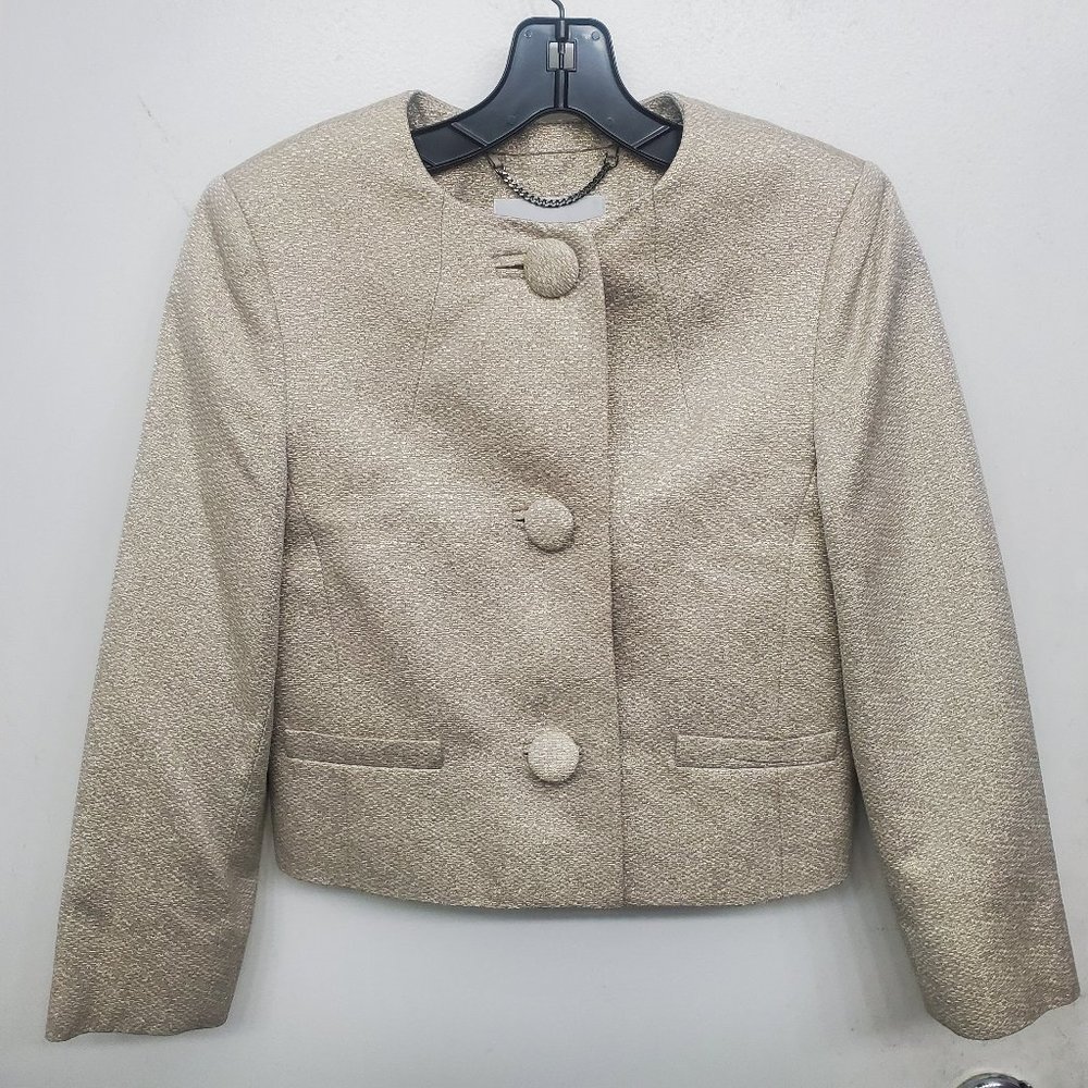 LK Bennett Lagos cropped gold/neutral jacket size 2